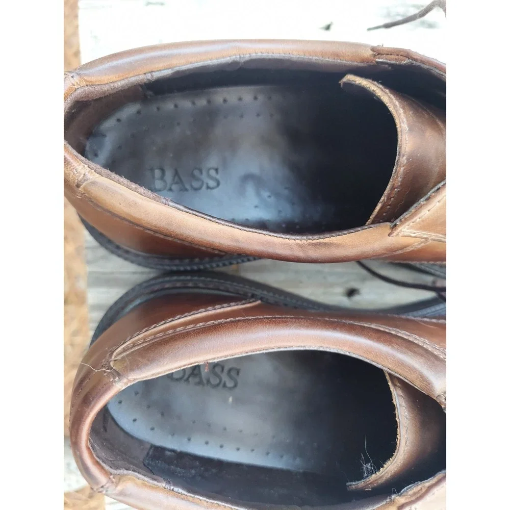 BASS CADET LEATHER DERBY SHOES Size 12M Men's Brown Chunky High Soles‎ 0900 D357